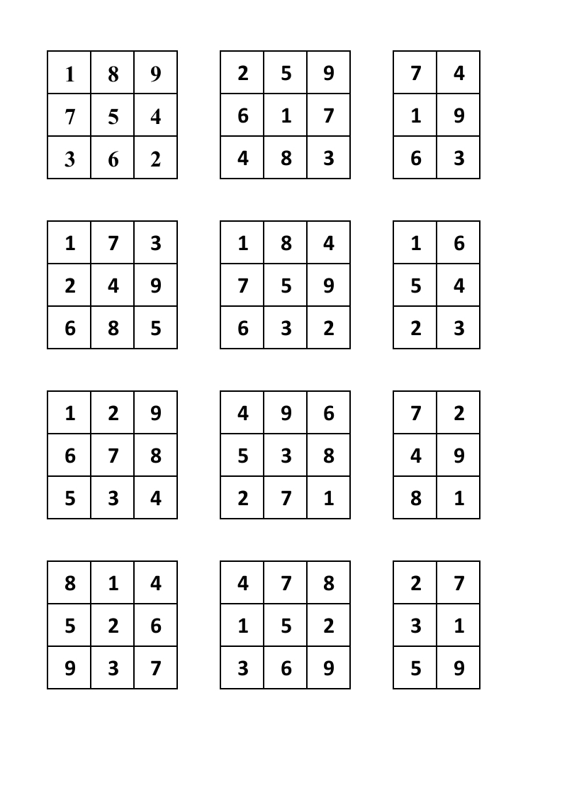 注意力训练之舒尔特方格 舒尔特方格图3×3,大小 12.69K 总页数 4 页电子版下载